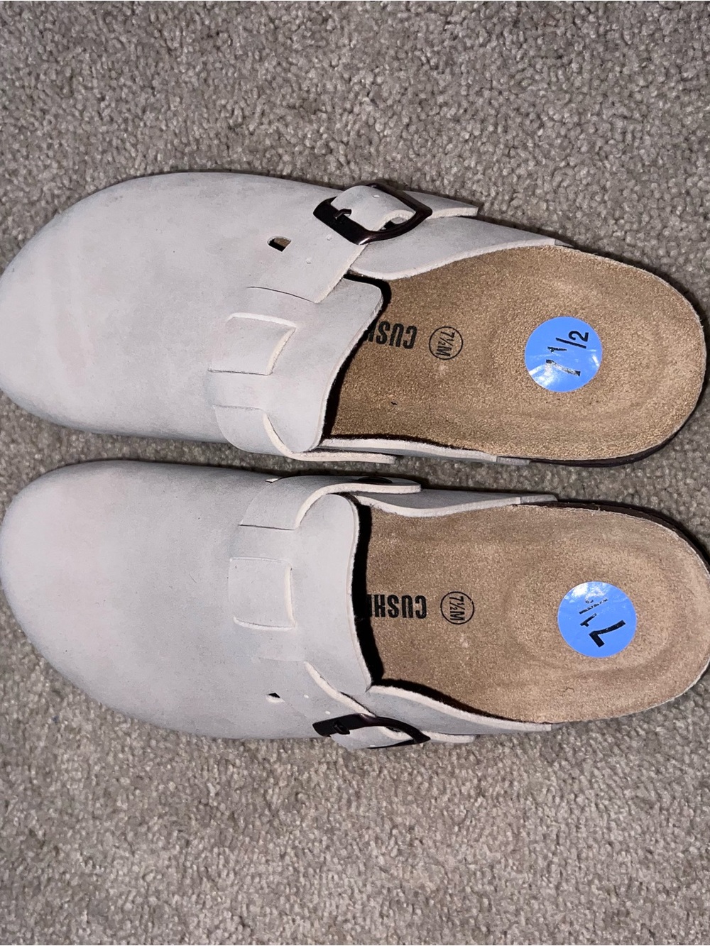 Light tan Slip-On Buckle Clogs